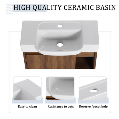 24'' Wall - Mounted Bathroom Vanity with White Ceramic Sink & Soft - Close Door, KD - Packing - 1st Choice Furniture Direct