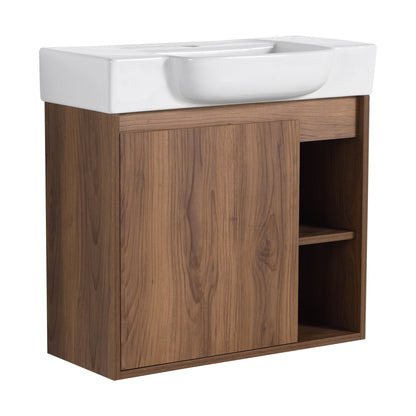 24'' Wall - Mounted Bathroom Vanity with White Ceramic Sink & Soft - Close Door, KD - Packing - 1st Choice Furniture Direct