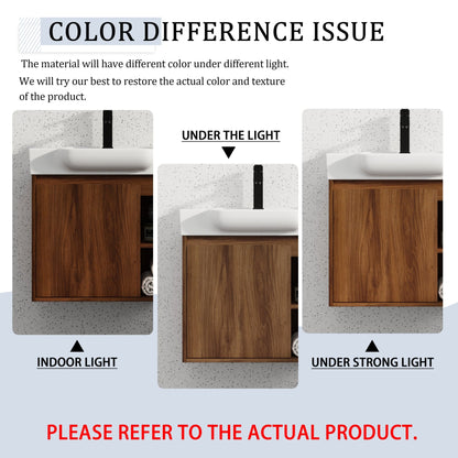 24'' Wall - Mounted Bathroom Vanity with White Ceramic Sink & Soft - Close Door, KD - Packing - 1st Choice Furniture Direct
