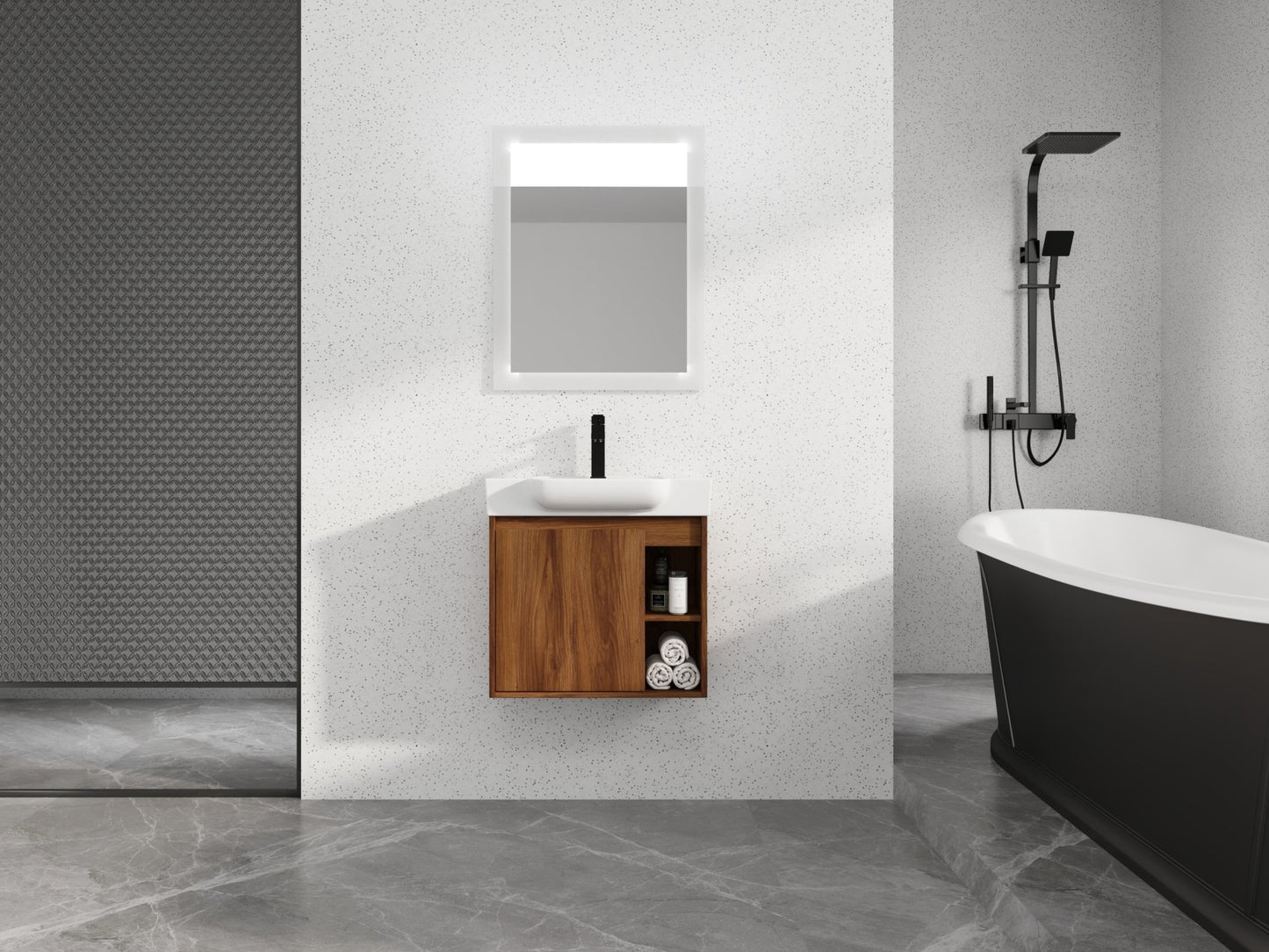 24'' Wall - Mounted Bathroom Vanity with White Ceramic Sink & Soft - Close Door, KD - Packing - 1st Choice Furniture Direct
