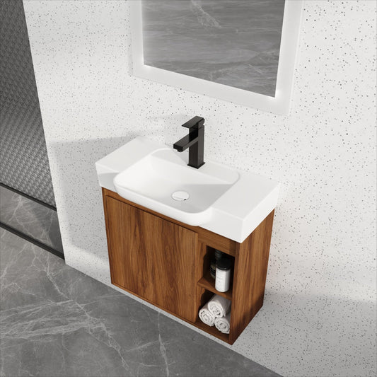 24'' Wall - Mounted Bathroom Vanity with White Ceramic Sink & Soft - Close Door, KD - Packing - 1st Choice Furniture Direct