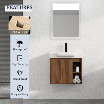 24'' Wall - Mounted Bathroom Vanity with White Ceramic Sink & Soft - Close Door, KD - Packing - 1st Choice Furniture Direct