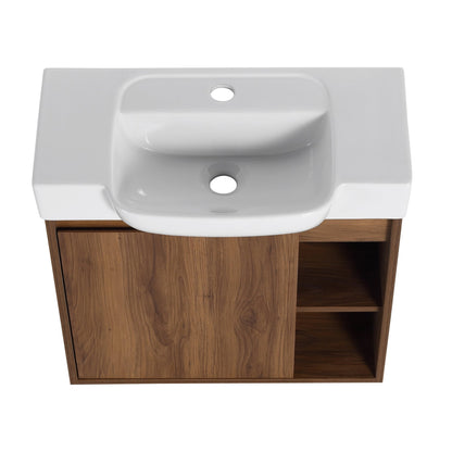 24'' Wall - Mounted Bathroom Vanity with White Ceramic Sink & Soft - Close Door, KD - Packing - 1st Choice Furniture Direct
