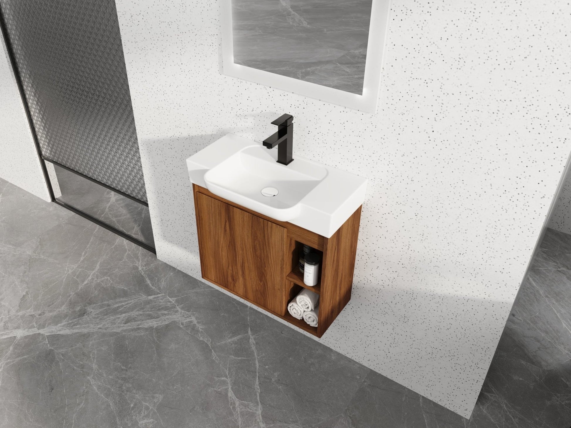 24'' Wall - Mounted Bathroom Vanity with White Ceramic Sink & Soft - Close Door, KD - Packing - 1st Choice Furniture Direct