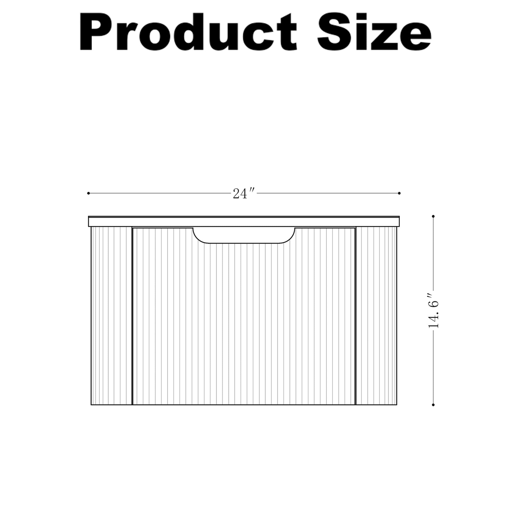 24' Wall - Mounted Floating Bathroom Vanity Pre - Assembled Curved Edge Storage Bathroom Cabinet in Natural Walnut Color with White Ceramic Basin - 1st Choice Furniture Direct