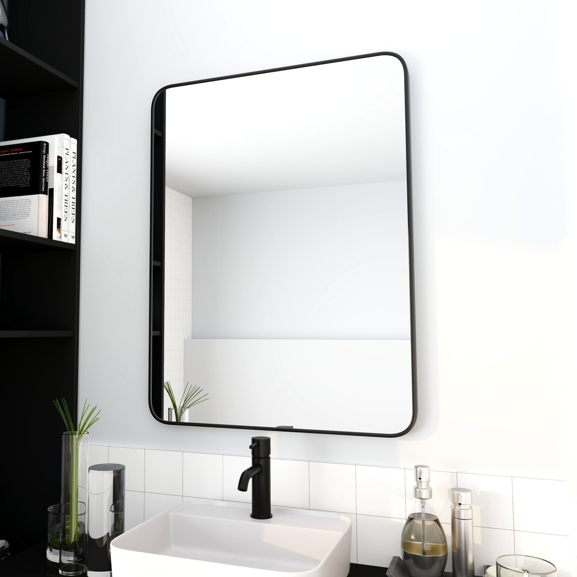 24 x 32 Inch Bathroom Mirror Black Aluminum Frame - 1st Choice Furniture Direct