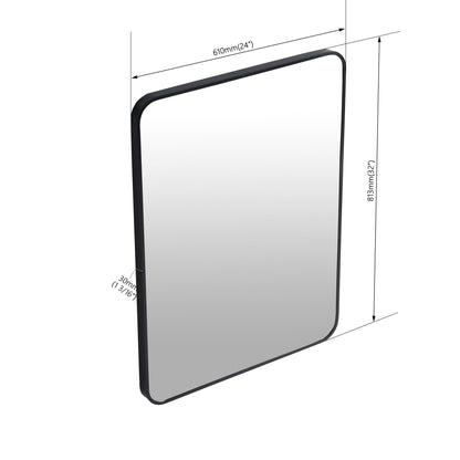 24 x 32 Inch Bathroom Mirror Black Aluminum Frame - 1st Choice Furniture Direct