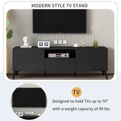 1st Choice Modern TV Stand Entertainment Center with Adjustable Shelves