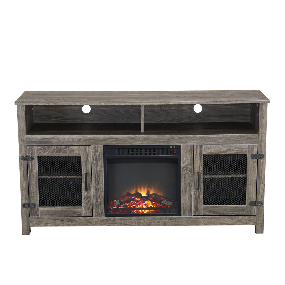 1st Choice Modern Farmhouse TV Stand with Electric Fireplace Fit up to 65" in Grey