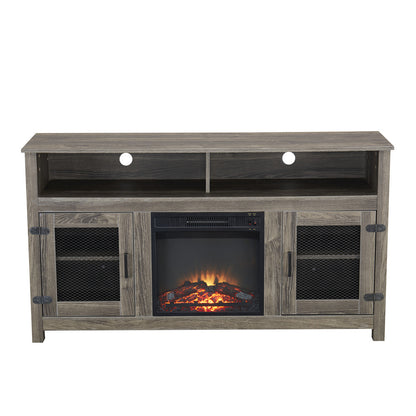 1st Choice Modern Farmhouse TV Stand with Electric Fireplace Fit up to 65" in Grey