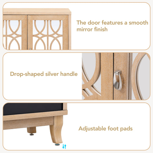 1st Choice Sideboard with Glass Doors 3 Door Mirrored Buffet Cabinet
