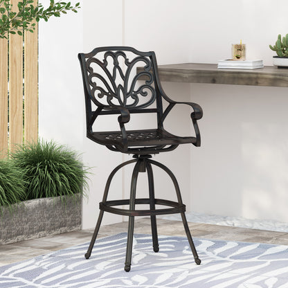 1st Choice Modern Cast Aluminium Swivel Outdoor Bar Stool in Copper