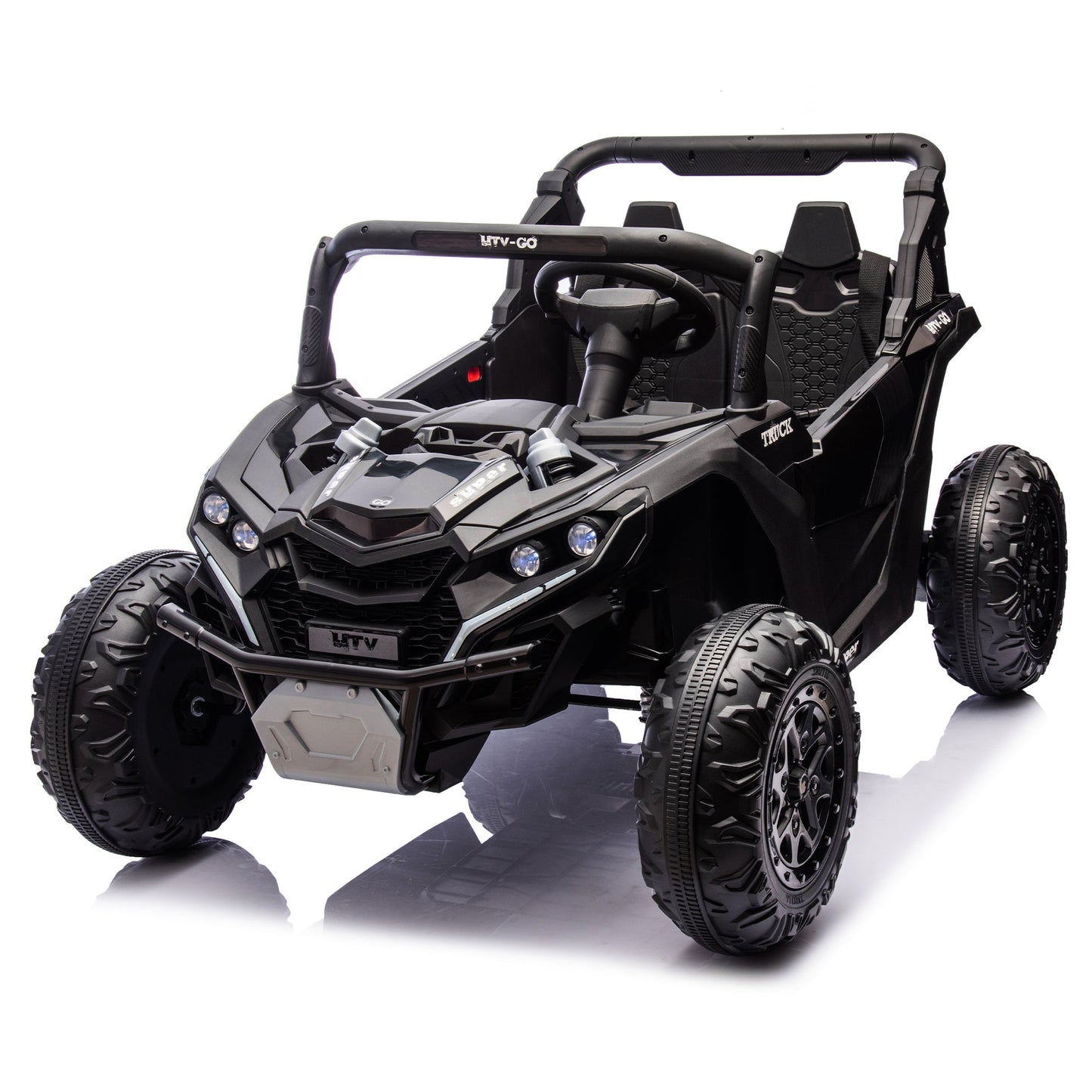 24V Two - Seater Kids Ride On UTV W/Parents Remote Control,Four - Wheel Suspension,Slow Start,Large wheel design,Anti - collision bar,Storage space,Music,USB,Bluetooth,Volume control,LED lights for Kids 3+. - 1st Choice Furniture Direct