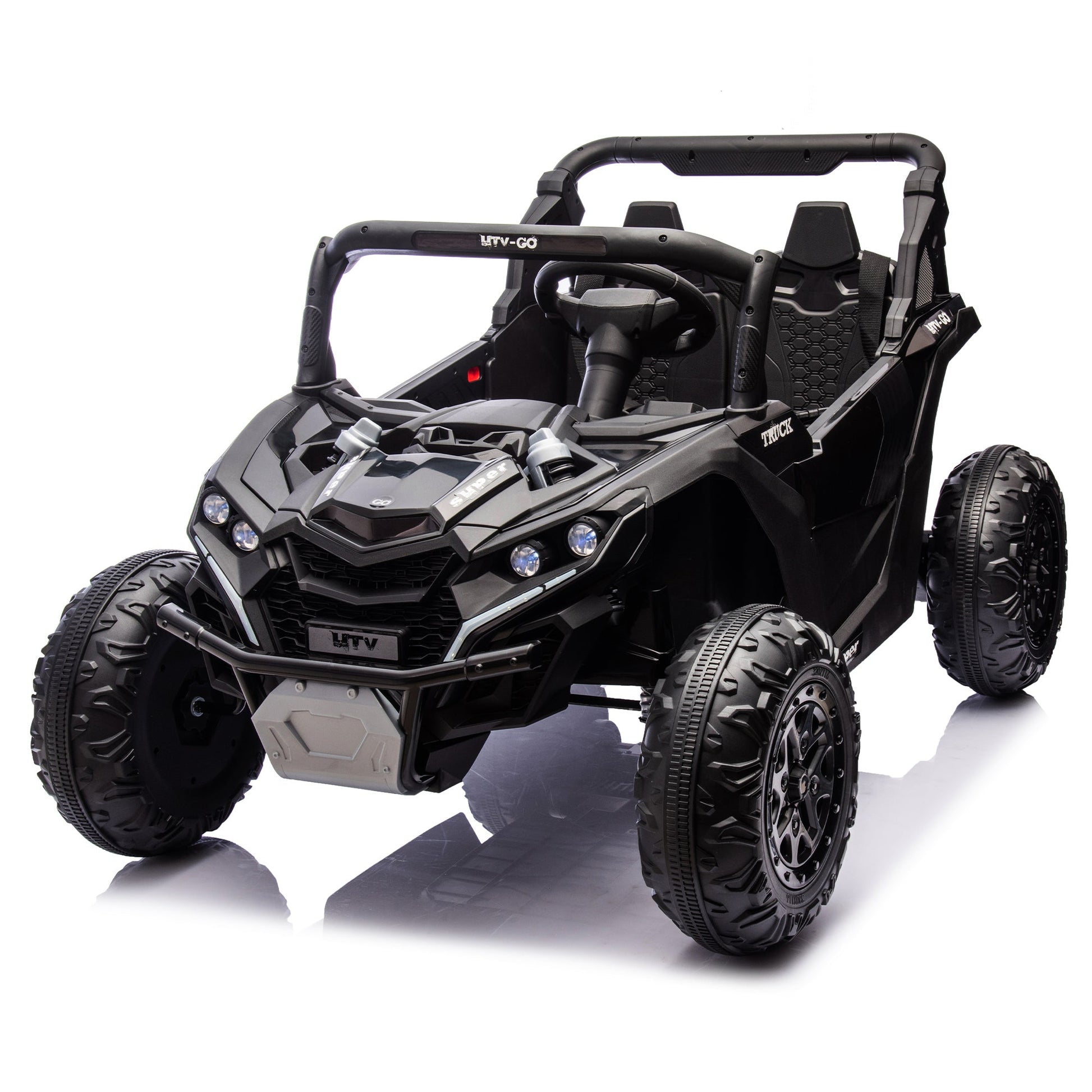 24V Two - Seater Kids Ride On UTV W/Parents Remote Control,Four - Wheel Suspension,Slow Start,Large wheel design,Anti - collision bar,Storage space,Music,USB,Bluetooth,Volume control,LED lights for Kids 3+. - 1st Choice Furniture Direct