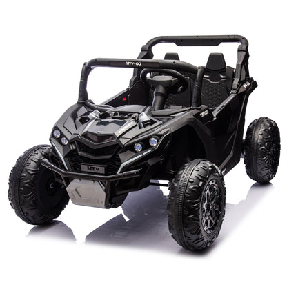 24V Two - Seater Kids Ride On UTV W/Parents Remote Control,Four - Wheel Suspension,Slow Start,Large wheel design,Anti - collision bar,Storage space,Music,USB,Bluetooth,Volume control,LED lights for Kids 3+. - 1st Choice Furniture Direct