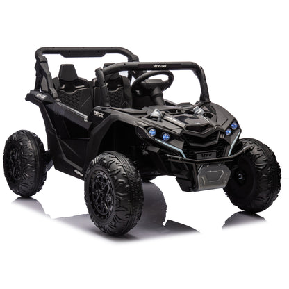 24V Two - Seater Kids Ride On UTV W/Parents Remote Control,Four - Wheel Suspension,Slow Start,Large wheel design,Anti - collision bar,Storage space,Music,USB,Bluetooth,Volume control,LED lights for Kids 3+. - 1st Choice Furniture Direct