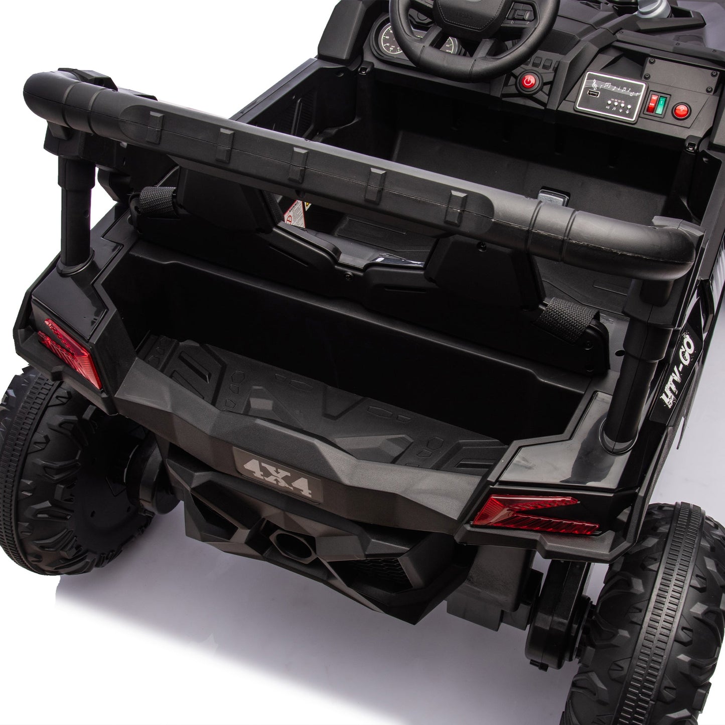 24V Two - Seater Kids Ride On UTV W/Parents Remote Control,Four - Wheel Suspension,Slow Start,Large wheel design,Anti - collision bar,Storage space,Music,USB,Bluetooth,Volume control,LED lights for Kids 3+. - 1st Choice Furniture Direct