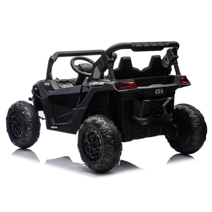 24V Two - Seater Kids Ride On UTV W/Parents Remote Control,Four - Wheel Suspension,Slow Start,Large wheel design,Anti - collision bar,Storage space,Music,USB,Bluetooth,Volume control,LED lights for Kids 3+. - 1st Choice Furniture Direct