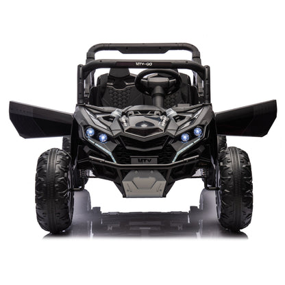 24V Two - Seater Kids Ride On UTV W/Parents Remote Control,Four - Wheel Suspension,Slow Start,Large wheel design,Anti - collision bar,Storage space,Music,USB,Bluetooth,Volume control,LED lights for Kids 3+. - 1st Choice Furniture Direct