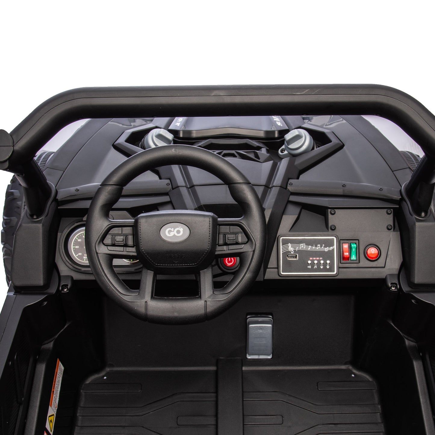 24V Two - Seater Kids Ride On UTV W/Parents Remote Control,Four - Wheel Suspension,Slow Start,Large wheel design,Anti - collision bar,Storage space,Music,USB,Bluetooth,Volume control,LED lights for Kids 3+. - 1st Choice Furniture Direct