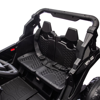 24V Two - Seater Kids Ride On UTV W/Parents Remote Control,Four - Wheel Suspension,Slow Start,Large wheel design,Anti - collision bar,Storage space,Music,USB,Bluetooth,Volume control,LED lights for Kids 3+. - 1st Choice Furniture Direct