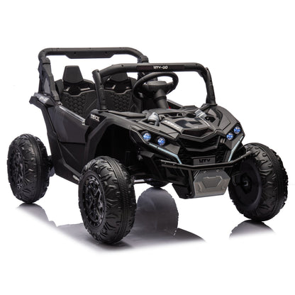 24V Two - Seater Kids Ride On UTV W/Parents Remote Control,Four - Wheel Suspension,Slow Start,Large wheel design,Anti - collision bar,Storage space,Music,USB,Bluetooth,Volume control,LED lights for Kids 3+. - 1st Choice Furniture Direct