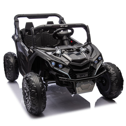 24V Two - Seater Kids Ride On UTV W/Parents Remote Control,Four - Wheel Suspension,Slow Start,Large wheel design,Anti - collision bar,Storage space,Music,USB,Bluetooth,Volume control,LED lights for Kids 3+. - 1st Choice Furniture Direct