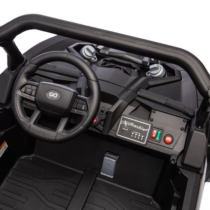 24V Two - Seater Kids Ride On UTV W/Parents Remote Control,Four - Wheel Suspension,Slow Start,Large wheel design,Anti - collision bar,Storage space,Music,USB,Bluetooth,Volume control,LED lights for Kids 3+. - 1st Choice Furniture Direct