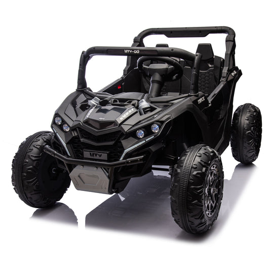 24V Two - Seater Kids Ride On UTV W/Parents Remote Control,Four - Wheel Suspension,Slow Start,Large wheel design,Anti - collision bar,Storage space,Music,USB,Bluetooth,Volume control,LED lights for Kids 3+. - 1st Choice Furniture Direct
