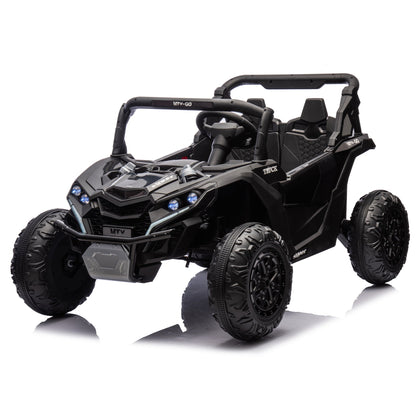24V Two - Seater Kids Ride On UTV W/Parents Remote Control,Four - Wheel Suspension,Slow Start,Large wheel design,Anti - collision bar,Storage space,Music,USB,Bluetooth,Volume control,LED lights for Kids 3+. - 1st Choice Furniture Direct