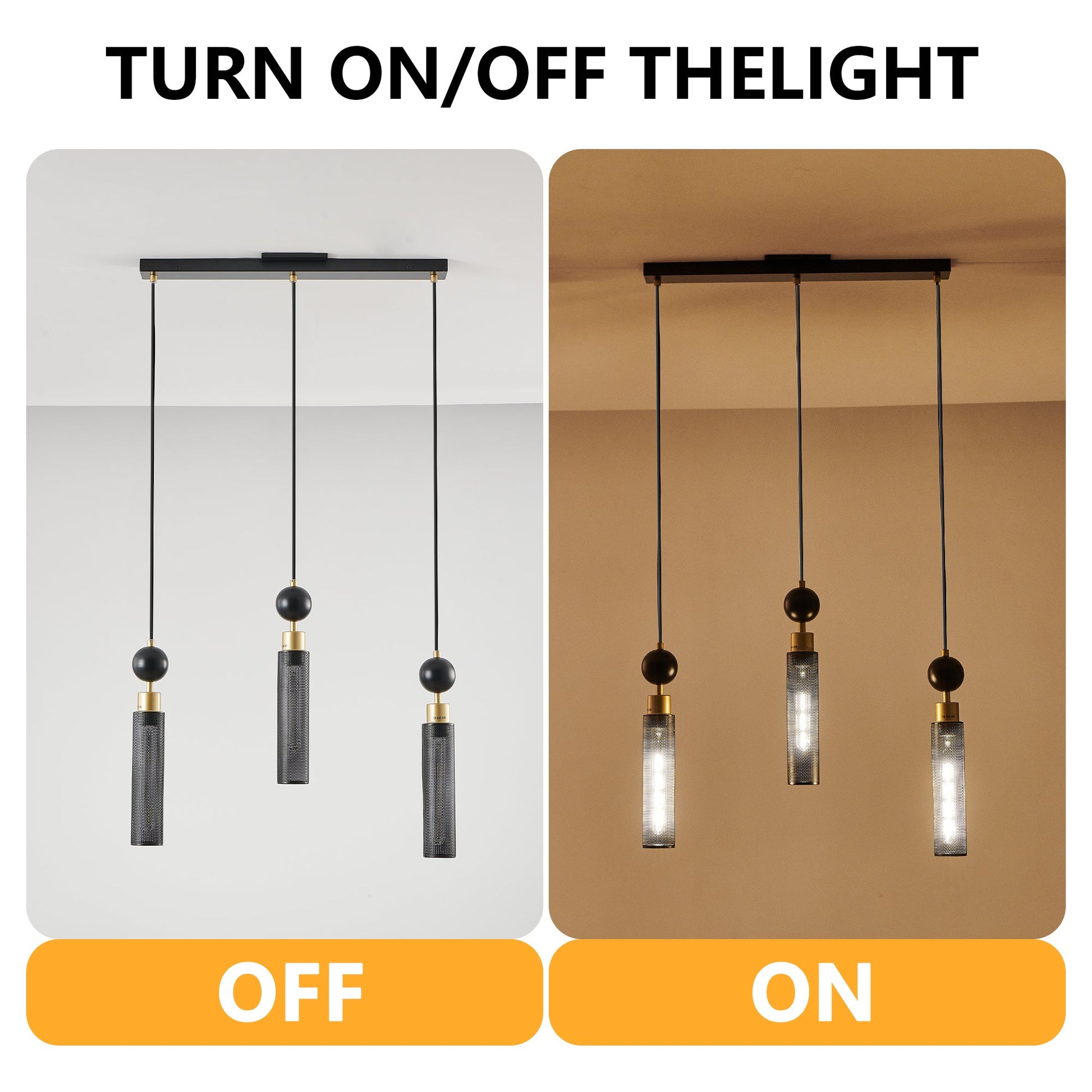 25' Modern Black and Gold 3 - Light Pendant Chandelier, Adjustable Hanging Lights with Cylindrical Mesh Shades, E26 Base, Ideal for Dining Room, Kitchen Island, or Living Room Lighting (No Bulbs) - 1st Choice Furniture Direct