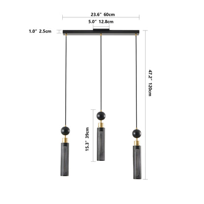25' Modern Black and Gold 3 - Light Pendant Chandelier, Adjustable Hanging Lights with Cylindrical Mesh Shades, E26 Base, Ideal for Dining Room, Kitchen Island, or Living Room Lighting (No Bulbs) - 1st Choice Furniture Direct