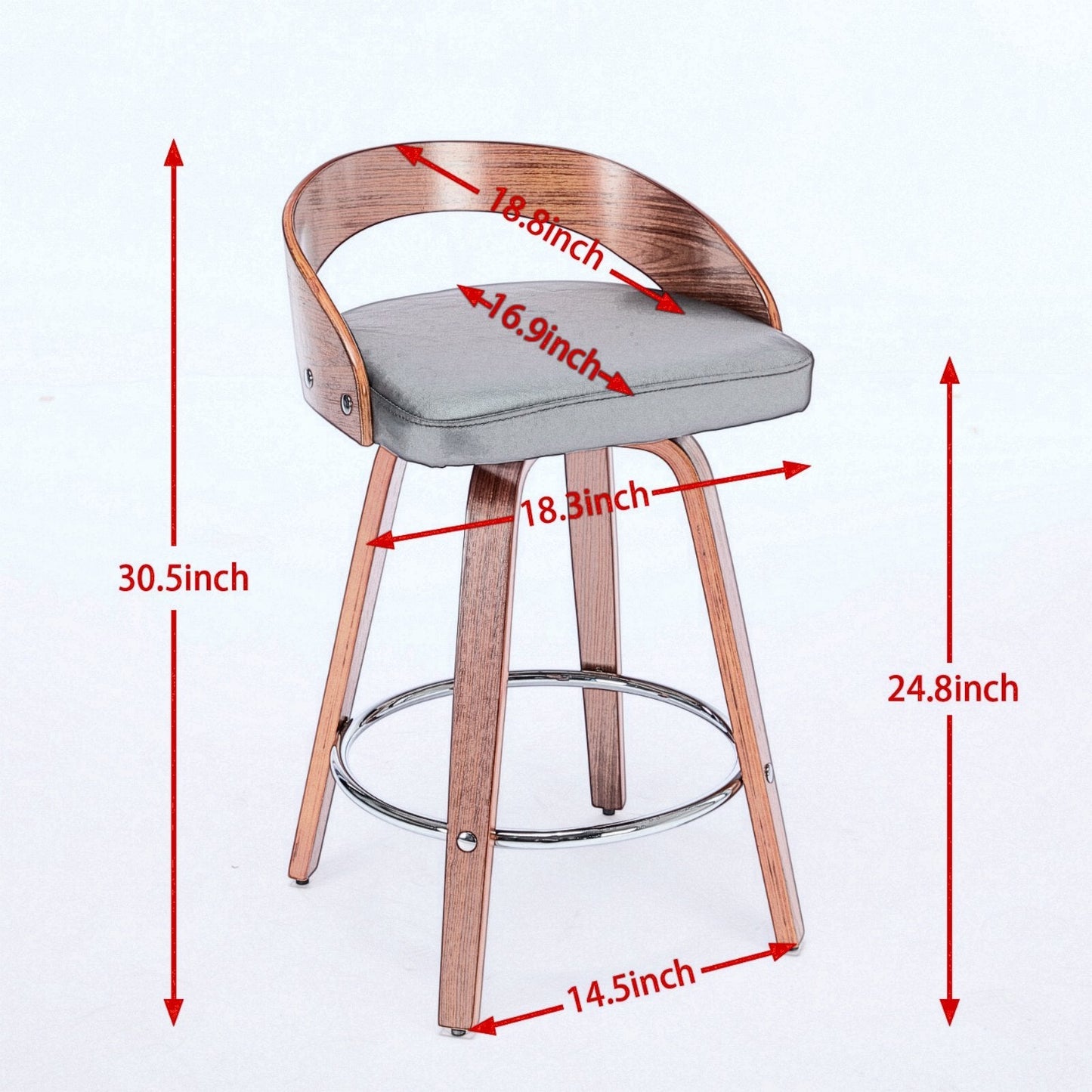 25” Swivel Counter Height Bar Stools Set of 2 | Beige Faux Leather Wood Chairs - 1st Choice Furniture Direct