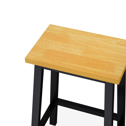 25.6” Counter Height Farmhouse Bar Stools Set of 2 | Solid Wood Black Kitchen Stools - 1st Choice Furniture Direct