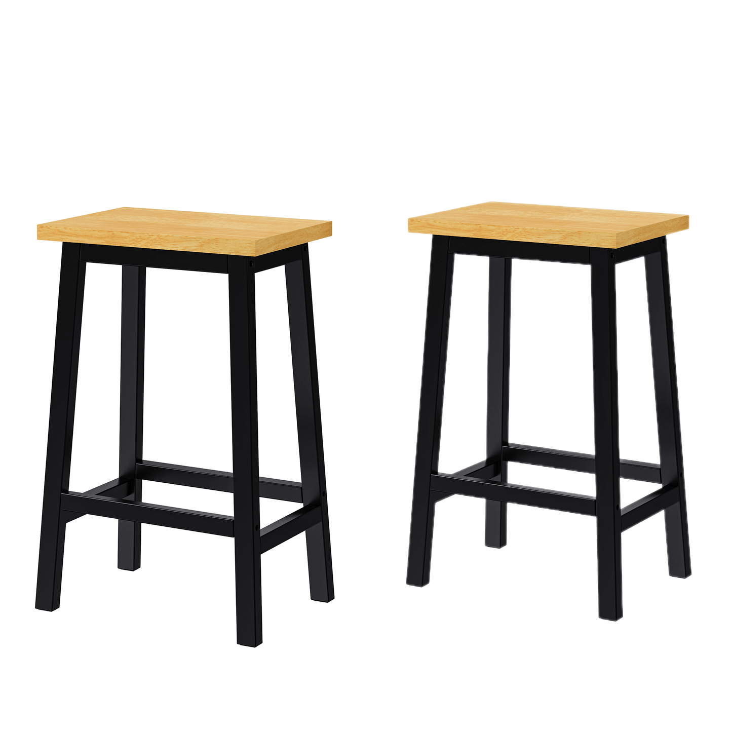 25.6” Counter Height Farmhouse Bar Stools Set of 2 | Solid Wood Black Kitchen Stools - 1st Choice Furniture Direct