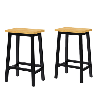 25.6” Counter Height Farmhouse Bar Stools Set of 2 | Solid Wood Black Kitchen Stools - 1st Choice Furniture Direct