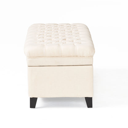 1st Choice Modern Versatile Storage Fabric Beige Ottoman Furniture