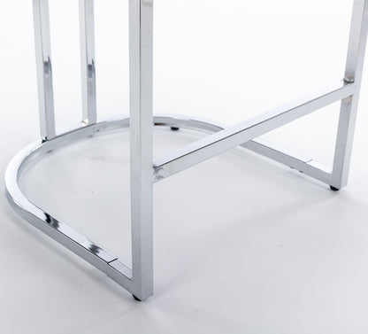 26' Counter Height Bar Stools Set of 2, Modern Velvet Barstools with Button Back&Rivet Trim Upholstered Kitchen Island Chairs with Sturdy Chromed Metal Base Legs Farmhouse Bar Stools,Light Blue,2 Pack - 1st Choice Furniture Direct