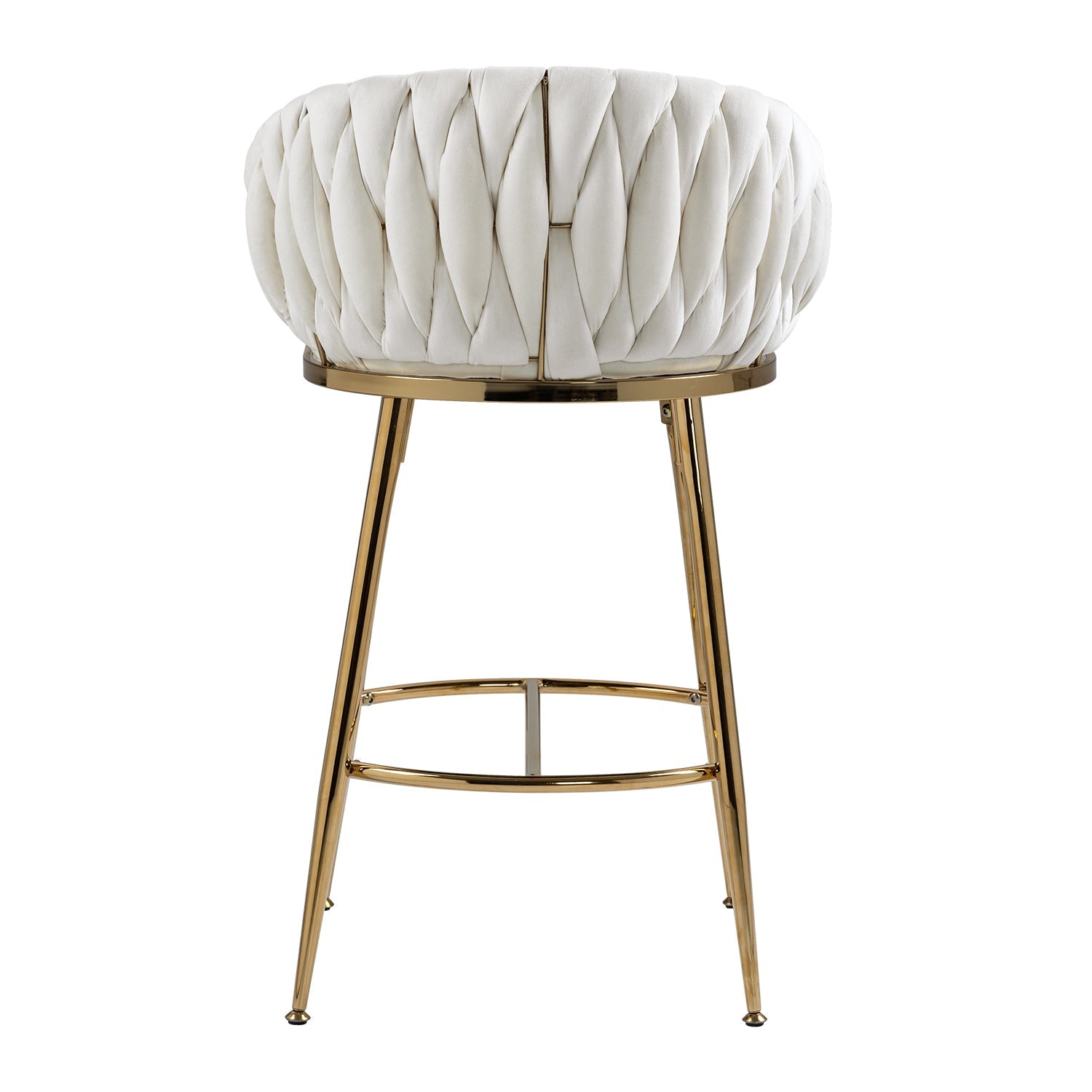 26'' Counter height bar stools velvet kitchen island counter bar stool with hand - wave back,golden chromed base and footrest (BEIGE) - 1st Choice Furniture Direct
