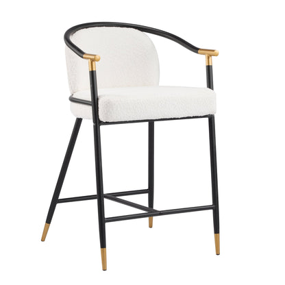 26' H Upholstered Counter Stool with Metal Frame (Set of 2) - Beige - 1st Choice Furniture Direct