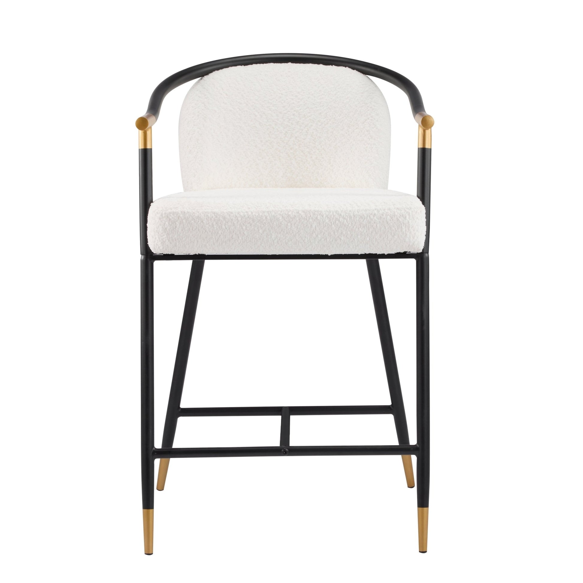 26' H Upholstered Counter Stool with Metal Frame (Set of 2) - Beige - 1st Choice Furniture Direct