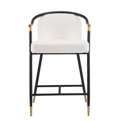 26' H Upholstered Counter Stool with Metal Frame (Set of 2) - Beige - 1st Choice Furniture Direct