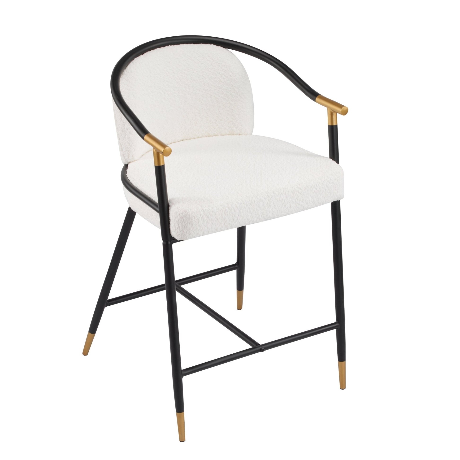 26' H Upholstered Counter Stool with Metal Frame (Set of 2) - Beige - 1st Choice Furniture Direct
