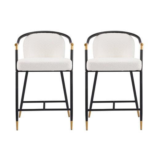 26' H Upholstered Counter Stool with Metal Frame (Set of 2) - Beige - 1st Choice Furniture Direct
