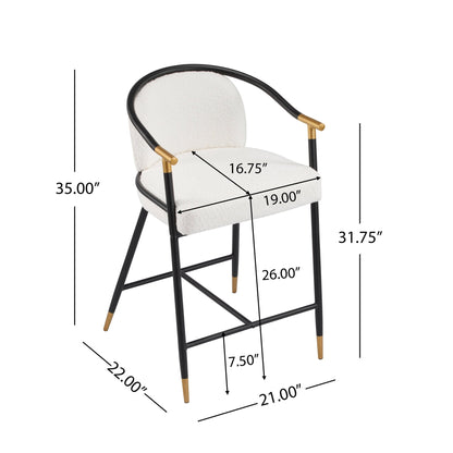 26' H Upholstered Counter Stool with Metal Frame (Set of 2) - Beige - 1st Choice Furniture Direct