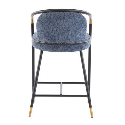 26' H Upholstered Counter Stool with Metal Frame (Set of 2) - Navy blue - 1st Choice Furniture Direct