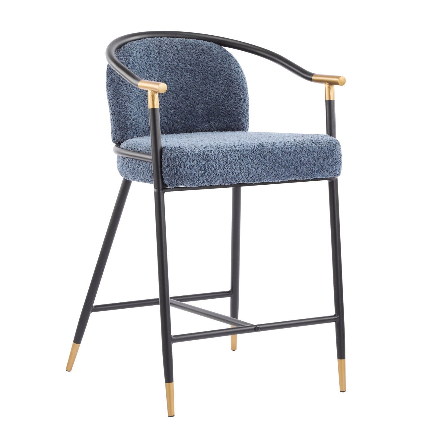 26' H Upholstered Counter Stool with Metal Frame (Set of 2) - Navy blue - 1st Choice Furniture Direct