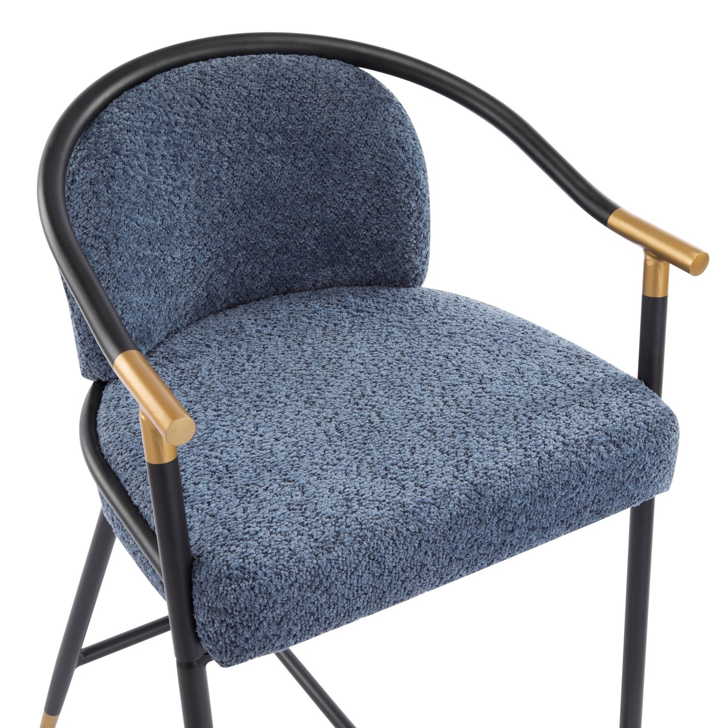 26' H Upholstered Counter Stool with Metal Frame (Set of 2) - Navy blue - 1st Choice Furniture Direct