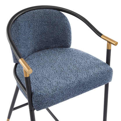 26' H Upholstered Counter Stool with Metal Frame (Set of 2) - Navy blue - 1st Choice Furniture Direct