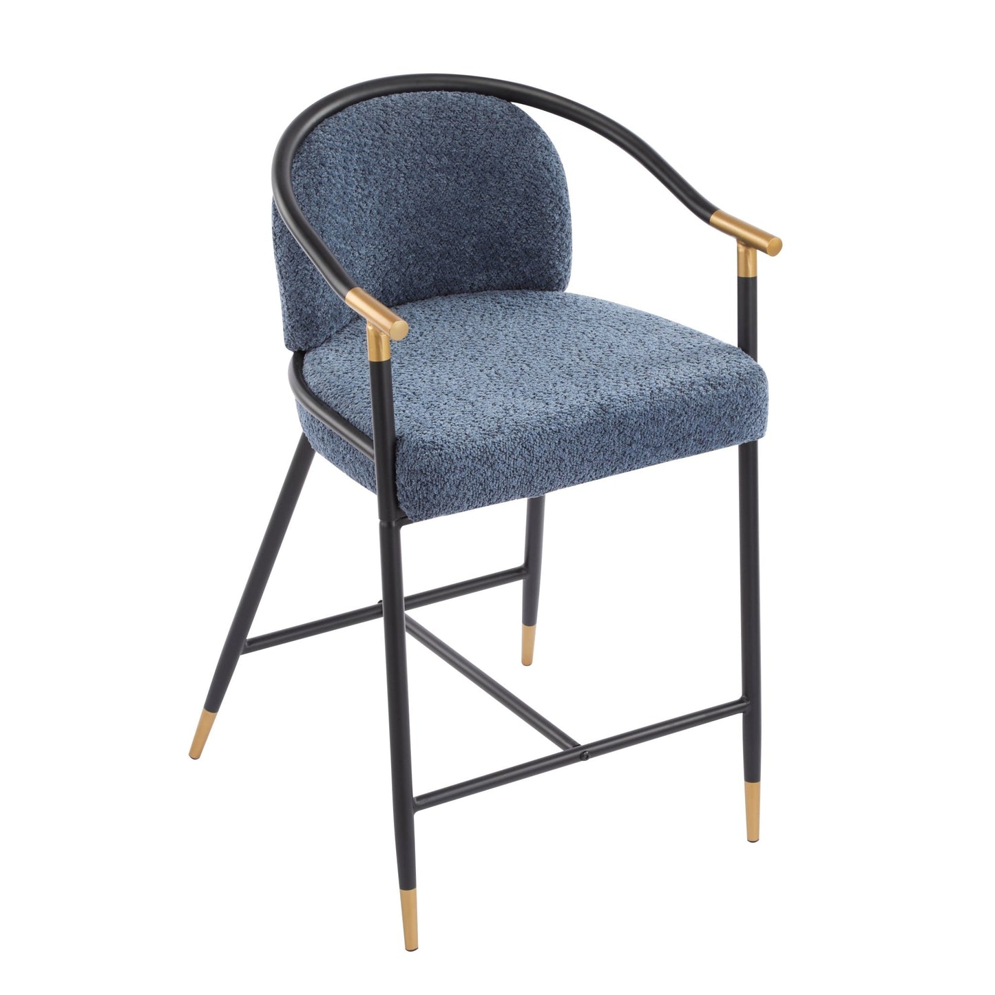 26' H Upholstered Counter Stool with Metal Frame (Set of 2) - Navy blue - 1st Choice Furniture Direct